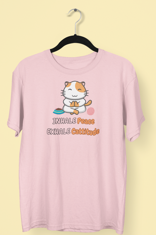 Inhale Peace Exhale Cattitude - Premium Cotton T-shirt Unisex
